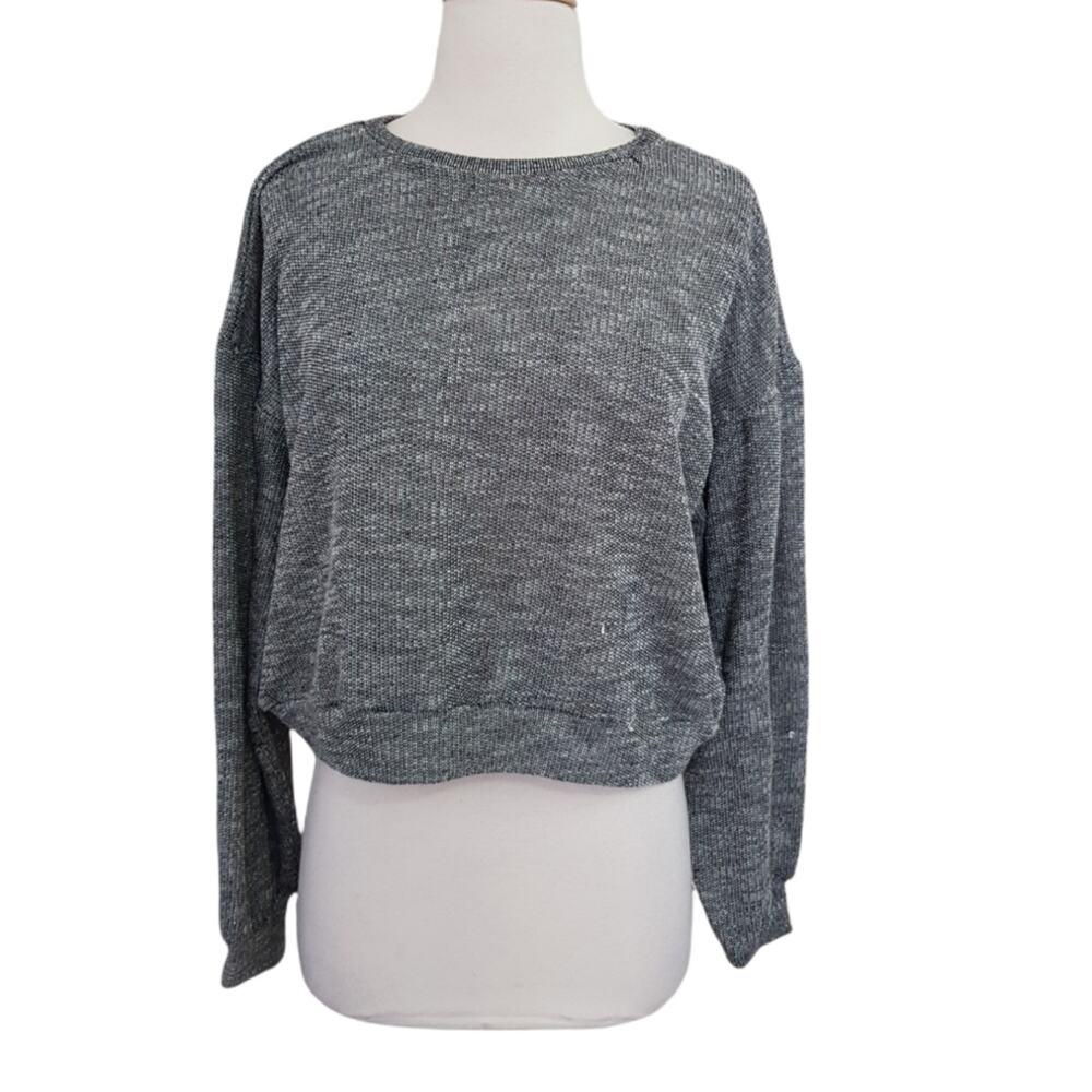 Daydream Nation Grey Heathered Pullover Boxy Oversized Cropped Sweatshirt S
